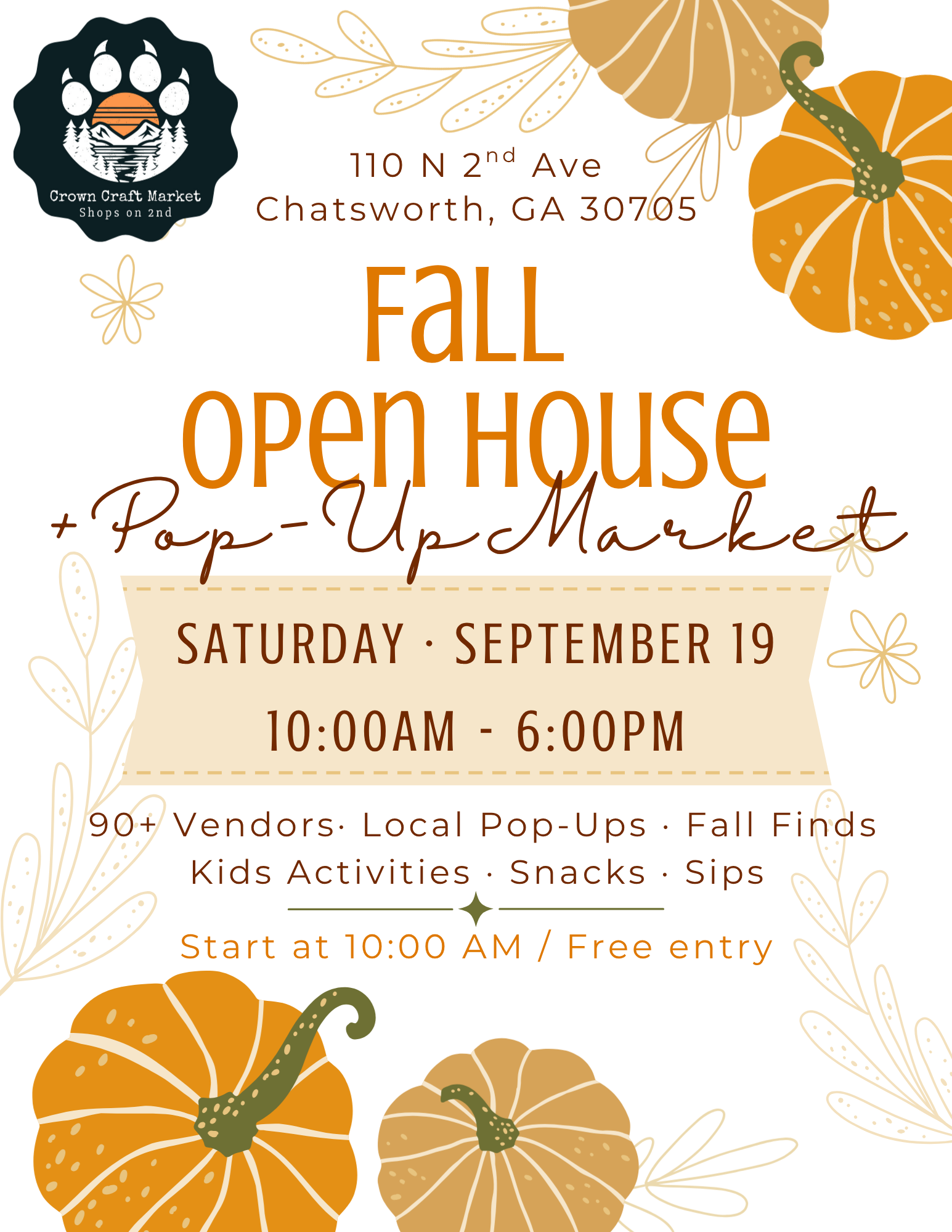 Fall Open House + Pop-Up Market